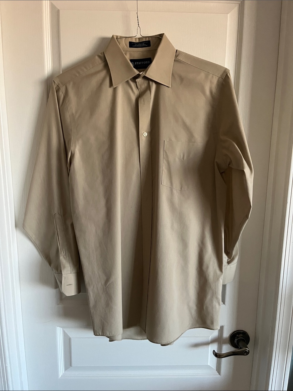 Stafford Men's Dress Shirt in Khaki Beige